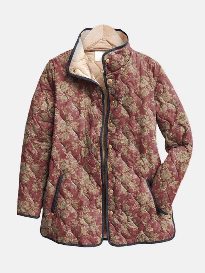Amaya - Vintage Floral Print Quilted Jacket