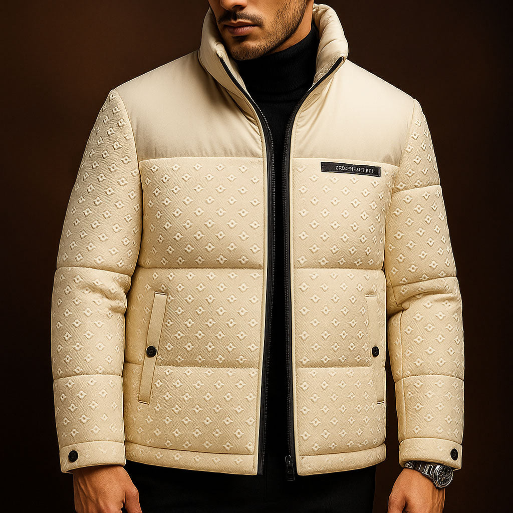 Signature-Embossed Puffer Jacket
