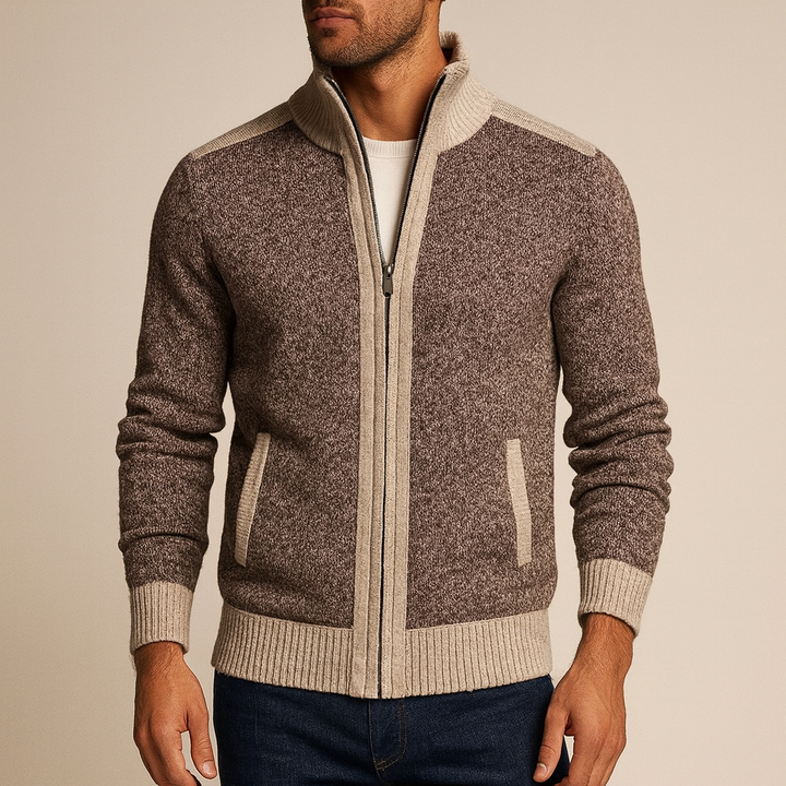 Contrast-Edge Knitted Sport Jacket
