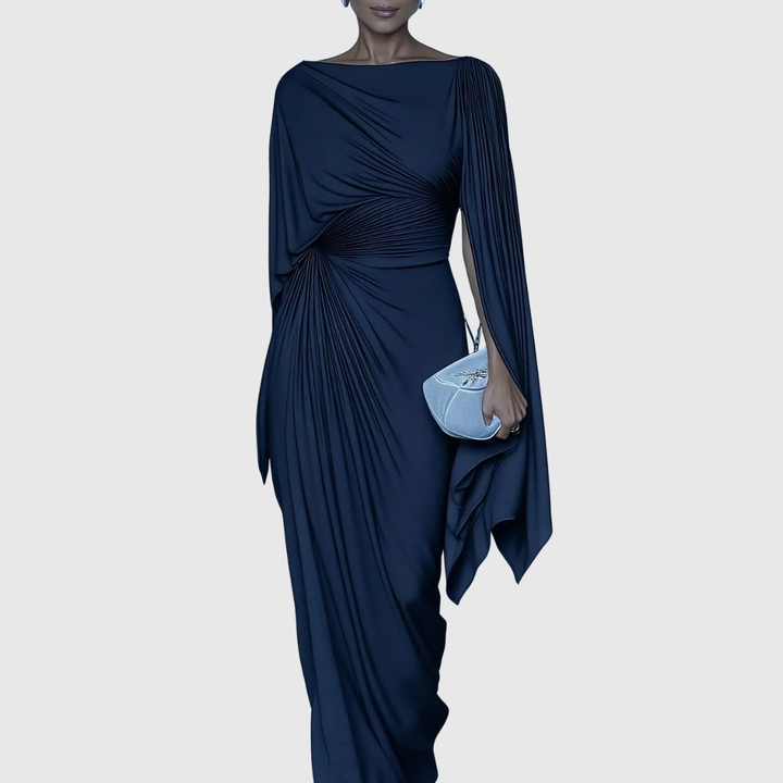 Fiona | Pleated Drape Maxi Dress