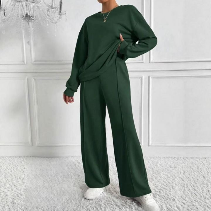 TINIDOR™ - Casual Long Sleeve Sweatshirt and High Waist Pants Set