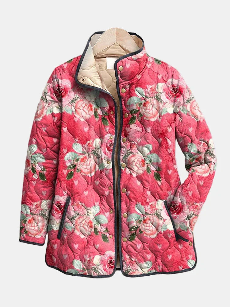 Amaya - Vintage Floral Print Quilted Jacket