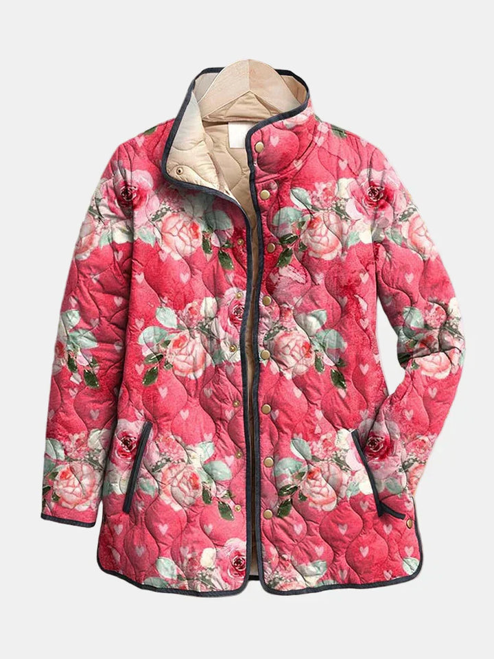Amaya - Vintage Floral Print Quilted Jacket