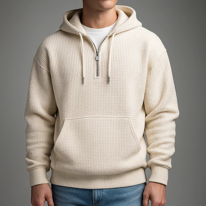 Brighton Waffle Weave Quarter-Zip Hoodie
