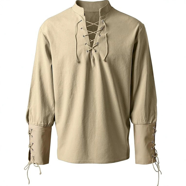 Renaissance-Inspired Laced Neckline Shirt