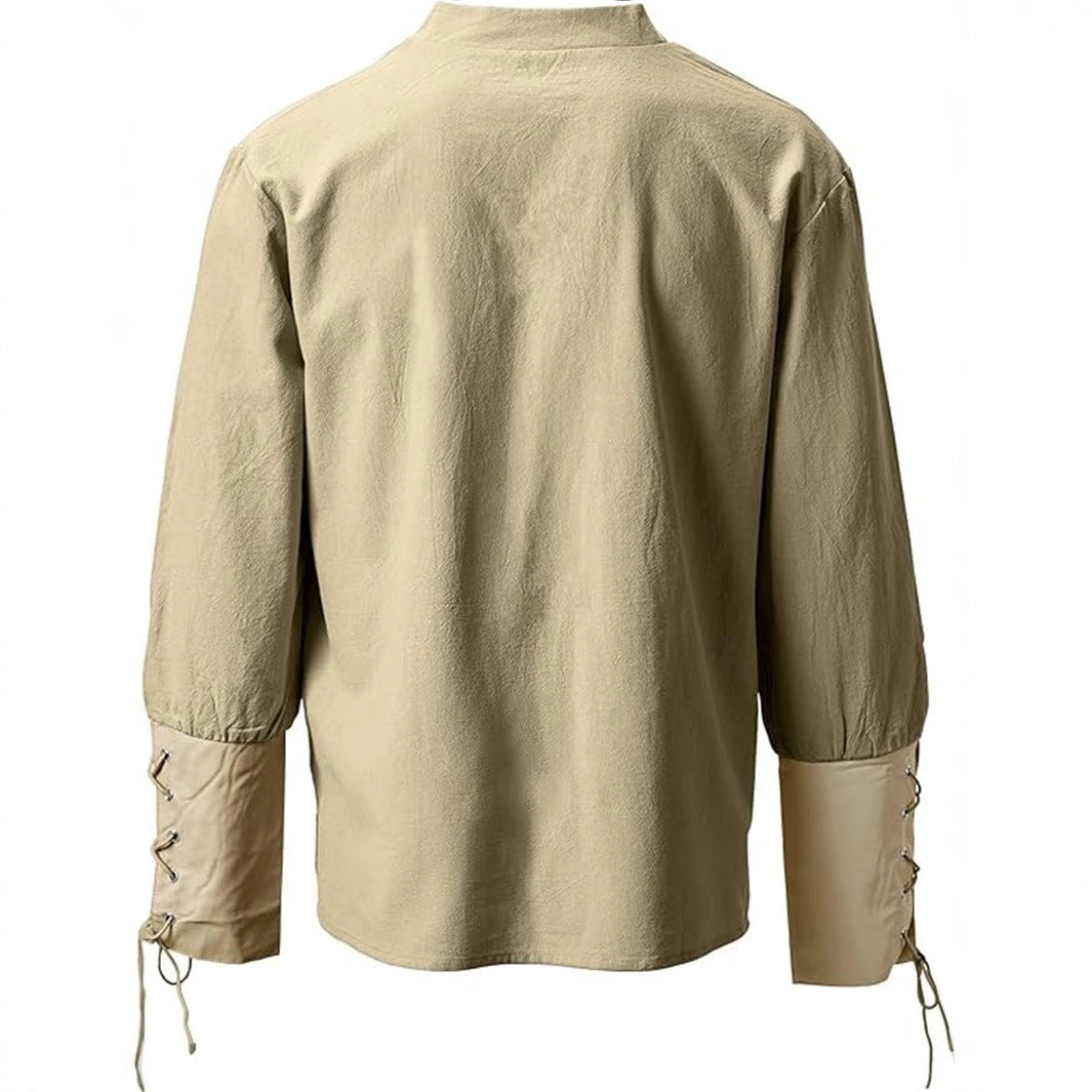 Renaissance-Inspired Laced Neckline Shirt