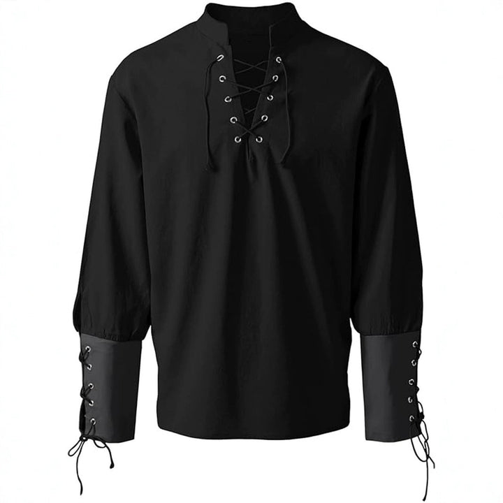 Renaissance-Inspired Laced Neckline Shirt