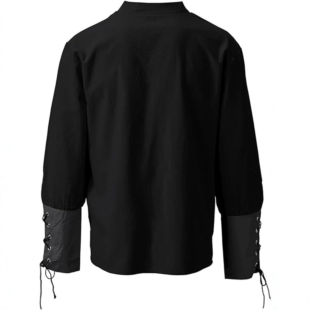 Renaissance-Inspired Laced Neckline Shirt