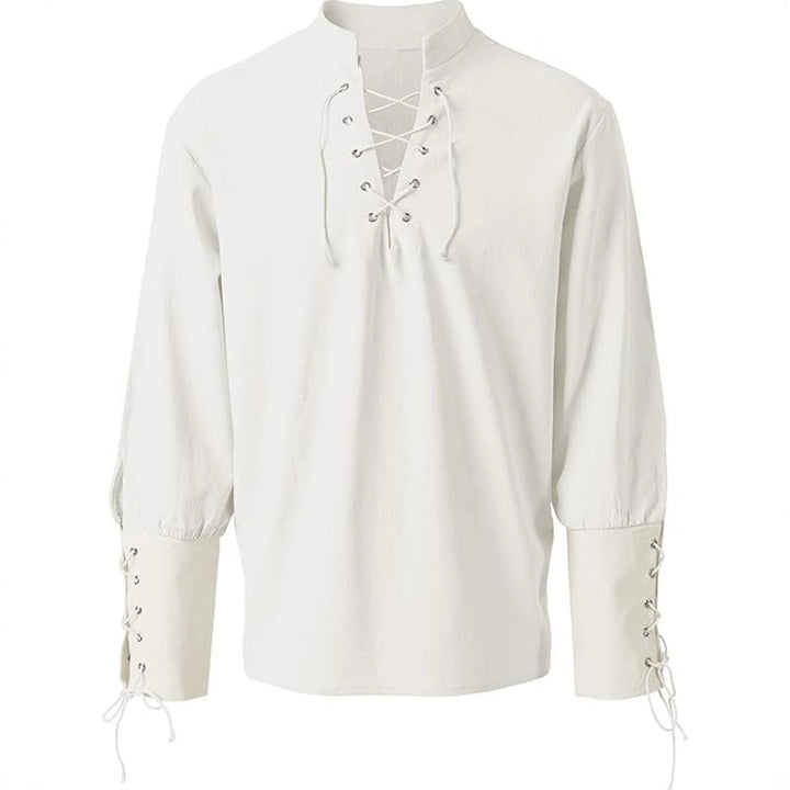 Renaissance-Inspired Laced Neckline Shirt