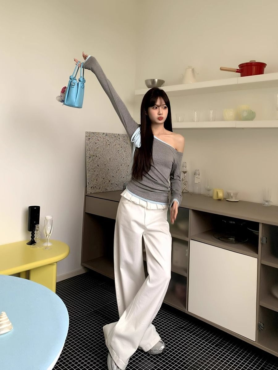 PAISLEY™ – Elegant Lace-Trimmed Wide-Leg Jeans