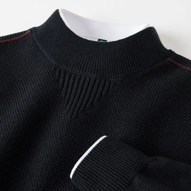 Geometric Rib Crewneck Sweater