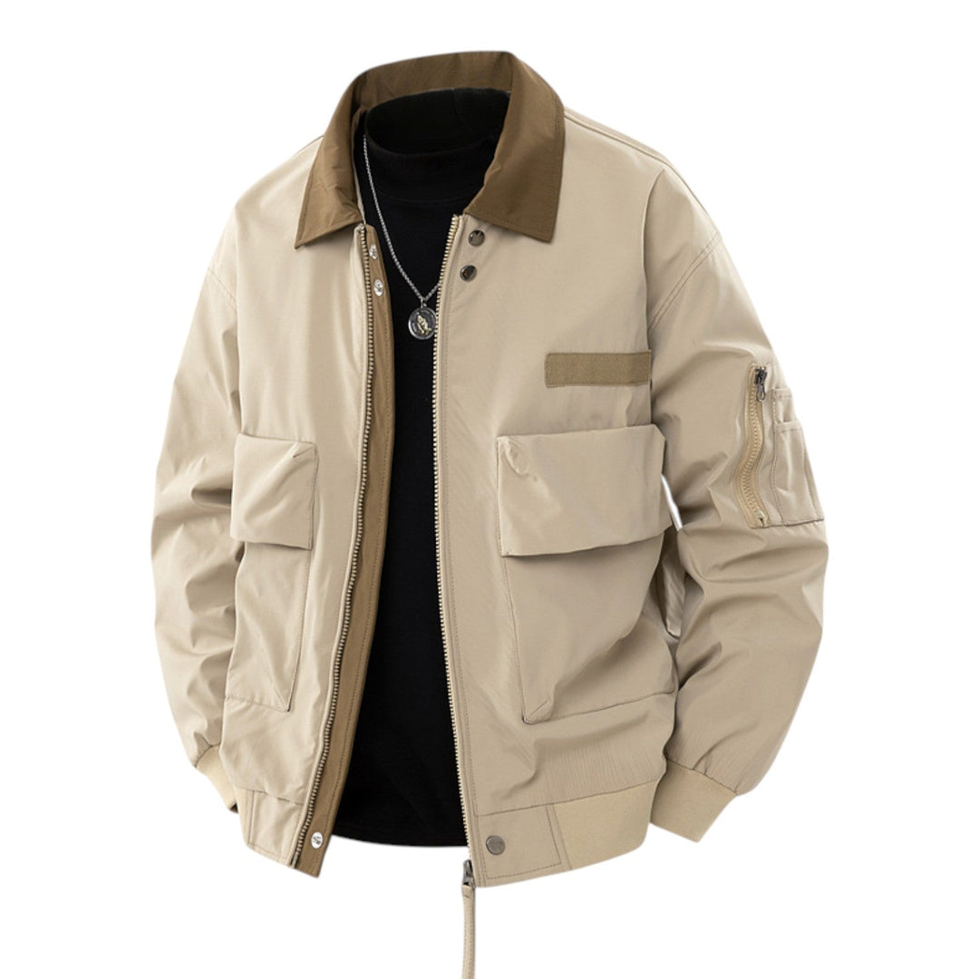 Dual-Tone Utility Bomber with Oversized Pockets