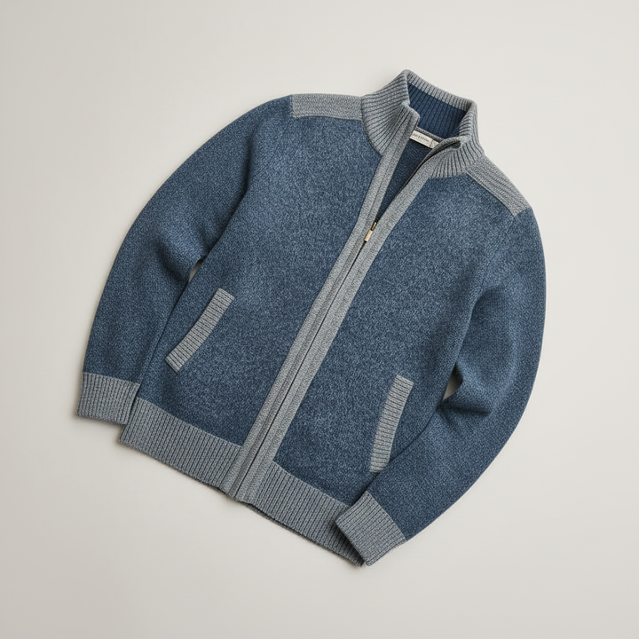 Contrast-Edge Knitted Sport Jacket