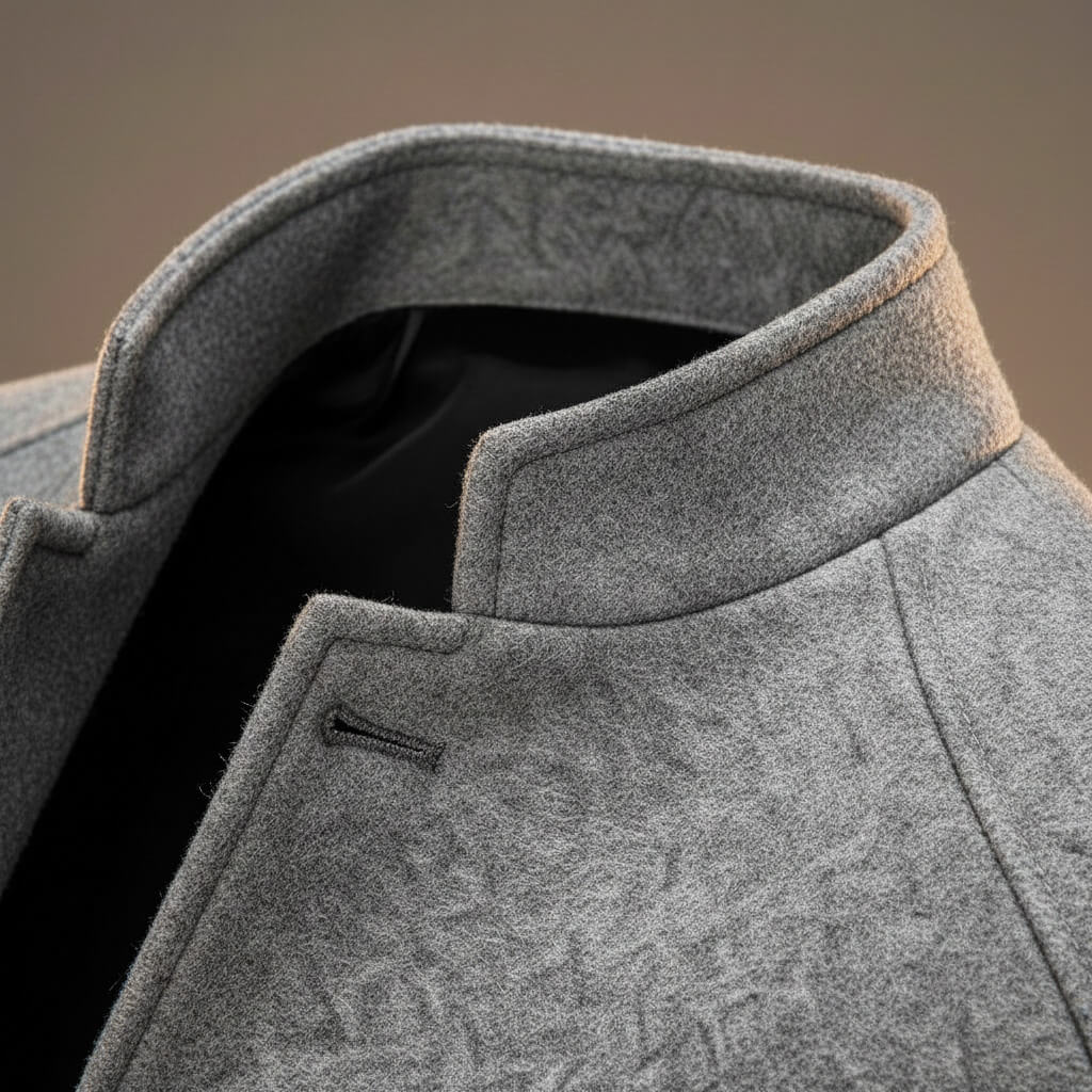 Architectural Wool Blazer with Military-Inspired Buttons