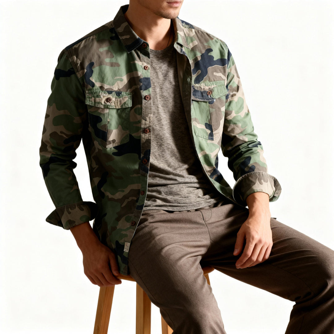 Woodland Camouflage Button-Front Jacket