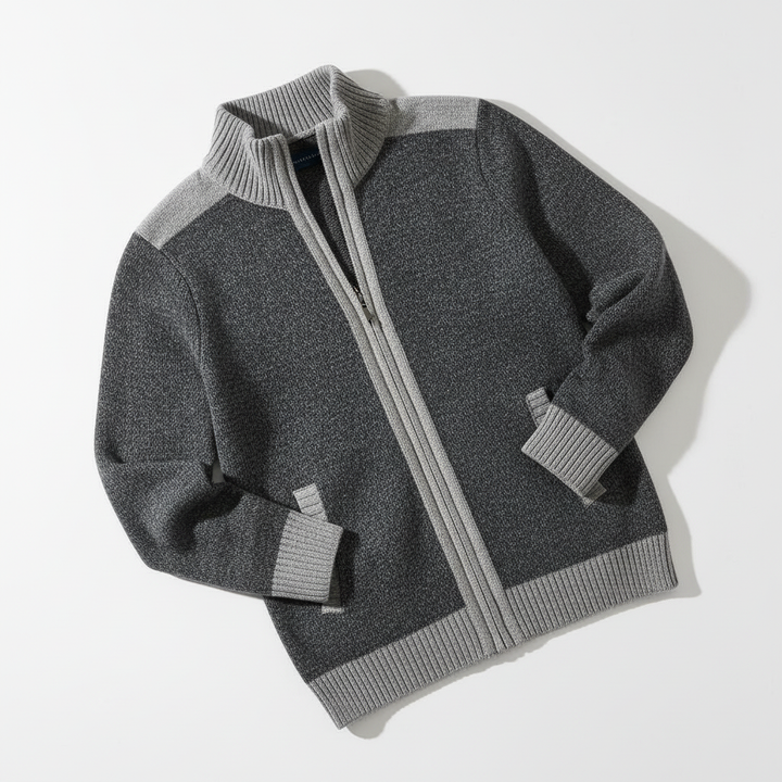 Contrast-Edge Knitted Sport Jacket