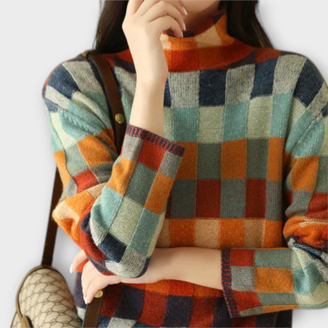 Erika - Patchwork Turtleneck Jumper