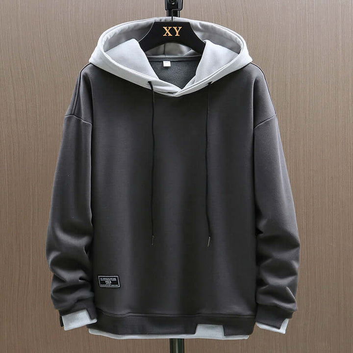Contrast-Lined Pullover Hoodie