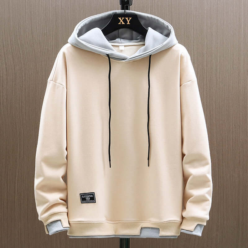 Contrast-Lined Pullover Hoodie
